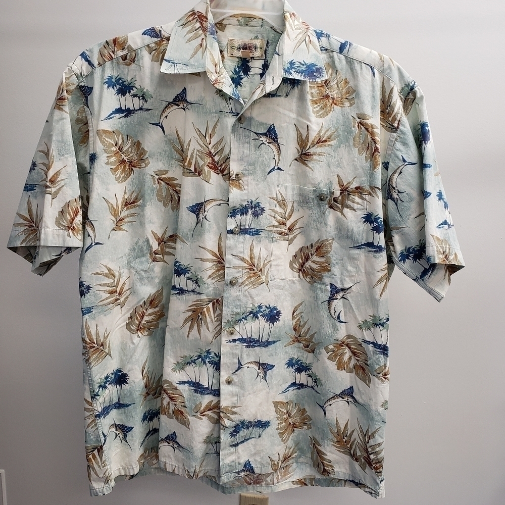 Campia Moda Mens Button Down Fish Shirt Size Large